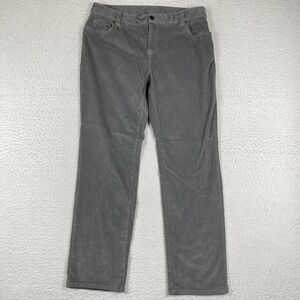Garnet Hill Pants Womens 12P Petite Gray Corduroy Mid Rise Straight Casual Pant‎